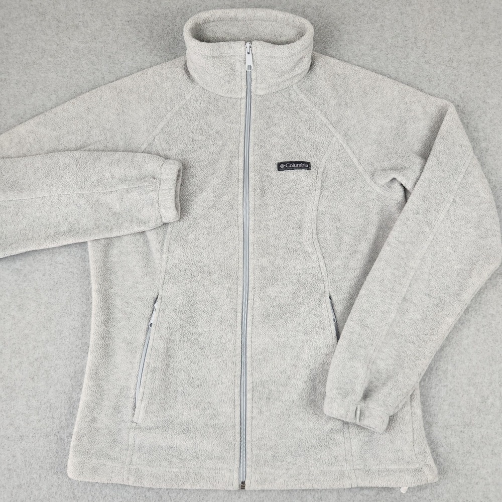 Columbia Fleece Jacket Womens Medium Gray Benton Springs Full Zip XL6578 Soft